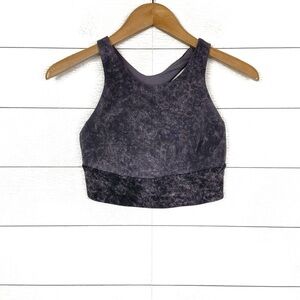 LULULEMON Wunder Train Longline Bra Denim Wash Print Dusky Lavender Black Gym 8